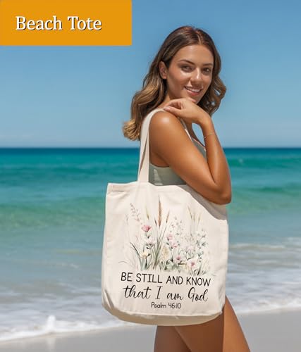 Image of Aesthetic Christian Gifts Tote Bag for Church, Religious Tote Bag for Bible Study, Medium Size with Inner Pocket