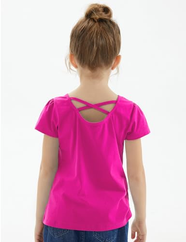 Image of Noomelfish Girls Criss Cross Back T-Shirts Short Puff Sleeve Tee Tops (5-12 Years)