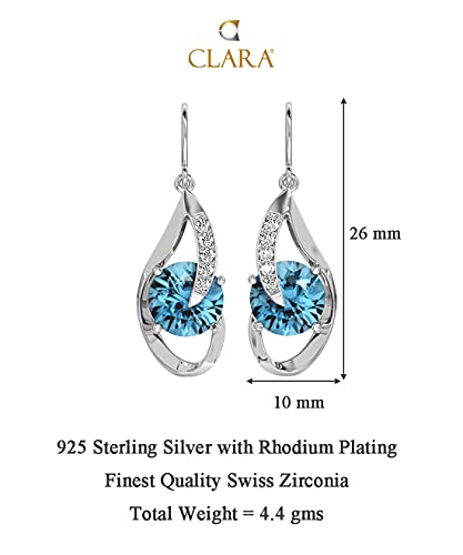 Image of Clara 925 Sterling Silver Sky Blue Eye Pendant Earring Chain Bracelet Ring Jewellery Set| Rhodium Plated, Swiss Zirconia | Gift for Women & Girls