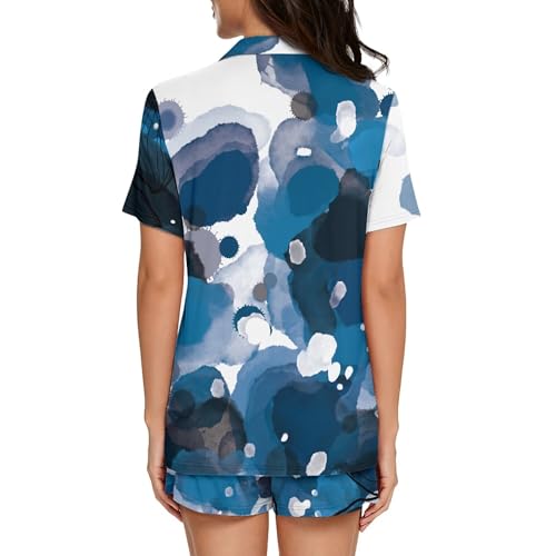 Image of Pjs Womens Short Sleeve Button Down Pajamas Set Two-Piece Nightwear with Pockets