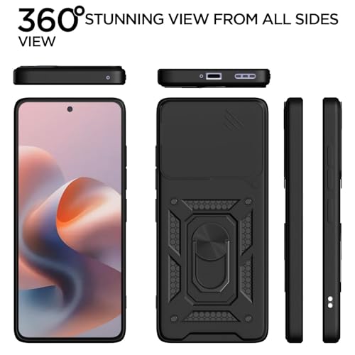 Image of Luxe Back Cover for Motorola G86 Power | D10 Tough Armor Case | Sliding Camera Shield | 360 Protection | Kickstand Ring Holder | Military-Grade Bumper Case
