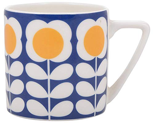 Image of Dandy Lines Bone China Coffee Mug, 200 ml, White & Blue, Set of 6, 35007