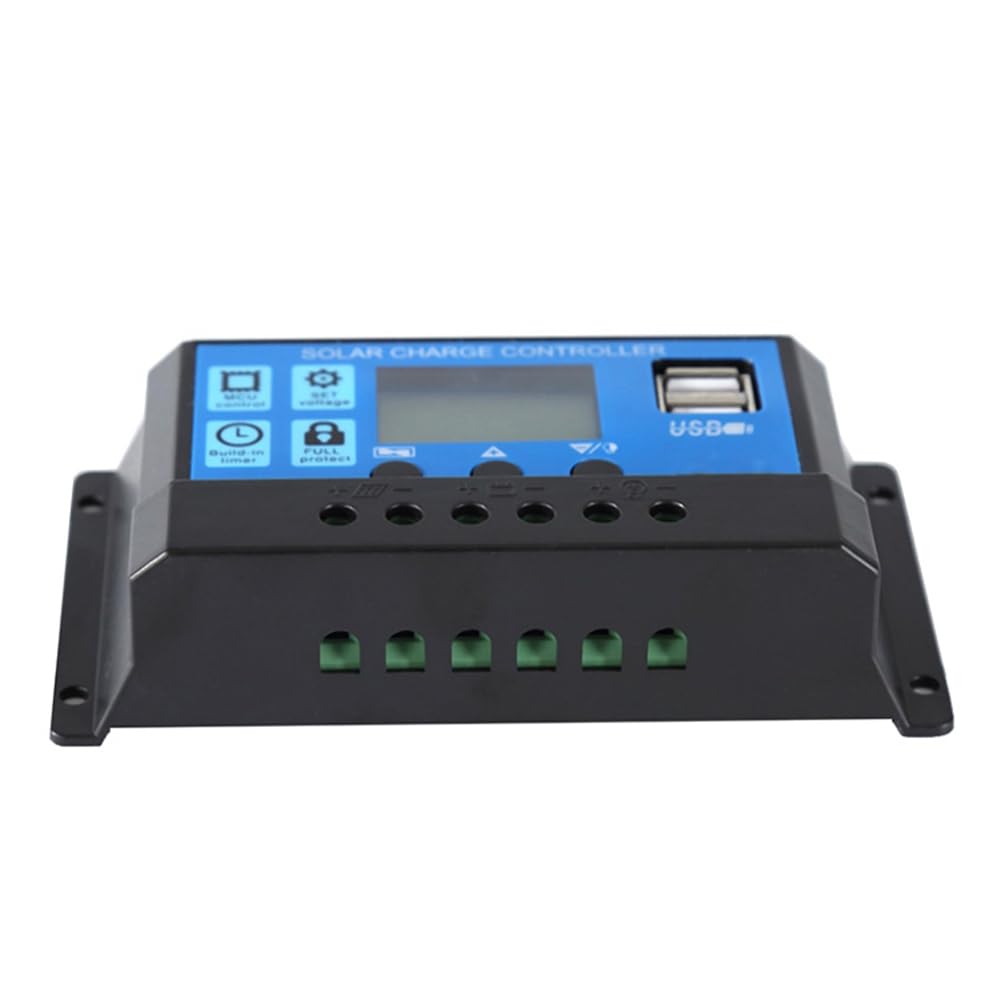Xnuiasqe Solar Voltage Regulator Controller 12V 24V 30A Pwm Battery Charger Lcd Display Dual Usb 5V Output