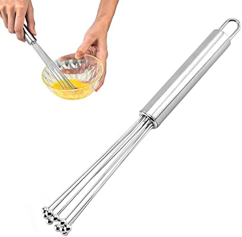 Stainless Steel Ball Whisk Kitchen Egg Stirrer Flexible Egg Whisk Stirrer for Daily Cooking Tool Egg Flour Meat Cake Baking Food Seasoning Manual Mixers