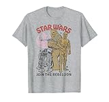 Star Wars Chewbacca R2-D2 C-3PO Join The Rebellion T-Shirt, Herren, Grau Meliert, S