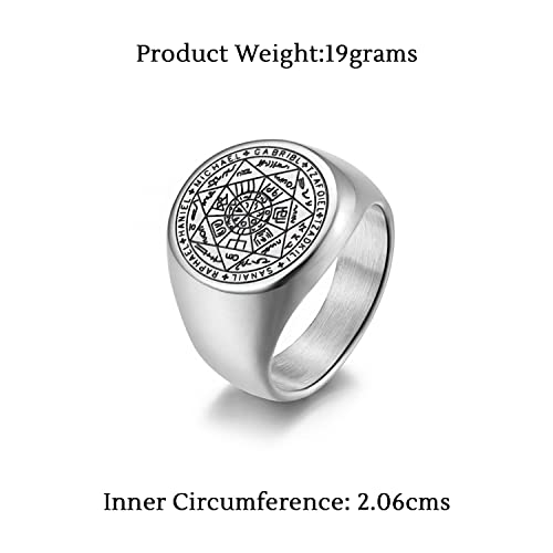 Stainless Steel Archangels Protection Band Ring, Gift for Him