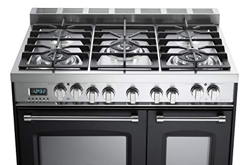 Verona VPFSGE365DE 36 Inch. Dual Fuel Range Freestanding 5 Sealed Burners Double Oven Convection Storage Drawer Matte Black thumb #3