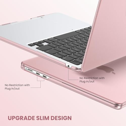 Image of Dyazo Slim Laptop Case Compatible for (2022-2026) MacBook Air 13.6 Inch M2 M3 M4 M5 A2681 A3113 A3240 A3449 | Protective Hard Shell Laptop Cover with Touch ID, Scratch Resistant & Glossy Finish (Pink)