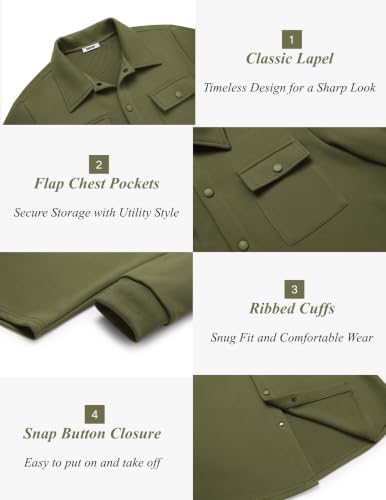 COOFANDY Men Outfits 2 Piece Sweatsuit Jogging Suits, Army Green, Medium - image 5