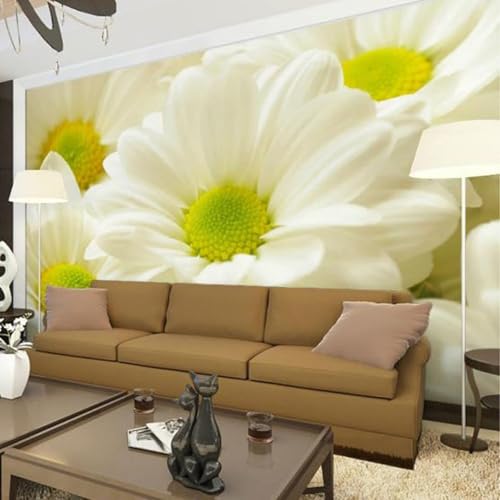 Sencillo Fresco Tridimensional Blanco Flores Moderno Papel Pintado 3D Seda Texturizada Primera Calidad Neutros Material Ideal Para SalóN Dormitorio-200cm×140cm