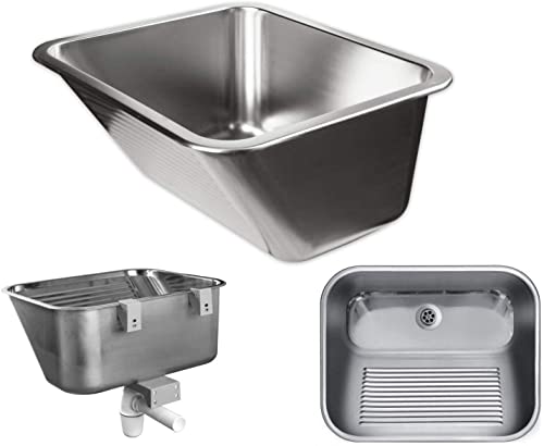 VBChome Ausgussbecken 55 x 45 x 22 cm Waschtrog Edelstahl Satinstruktur...