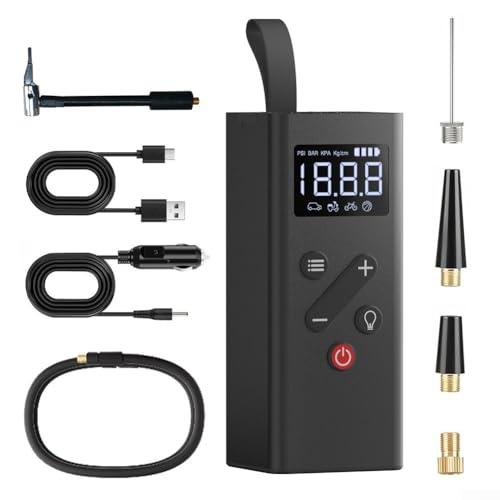 Gonfiatore per pneumatici alimentato a batteria da 150 PSI con ricarica di tipo C e funzione torcia SOS per assistenza stradale