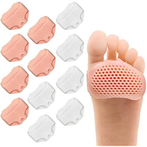 Miying 12 Pcs Gel Foot Cushions Pads Silicone Forefoot Pad Metatarsal Pads for Women Ball of Foot Cushion Forefoot Pad Heel Cushions for Metatarsalgia Morton’s Neuroma Support and Relieve Pain Cover