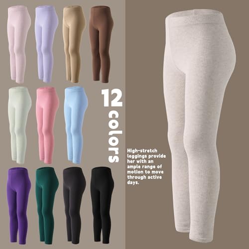 12 Pack Girls Leggings Soft Basic Pants for Girls Stretchy Full Length Leggings for Kids2