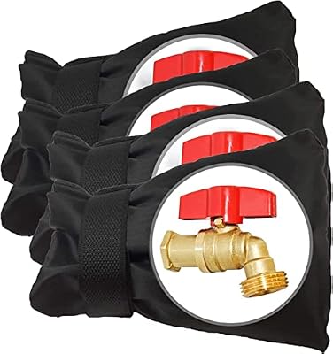 POROLIR Outdoor Faucet Covers for Winter Freeze Protection, Upgraded Thicken 8.5" H x 6.1" W Outside Garden Faucet Socks for Winter Waterproof Reusable Hose Bibs Insulated Spigot Cover, 4 Pack Black