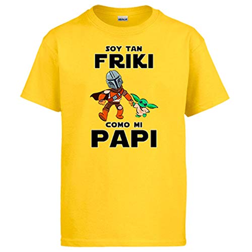 Diver Bebé Camiseta Soy Tan Friki como mi Papi Parodia Baby Yoda - Amarillo, 12-14 años