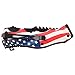 MASTER USA – Spring Assisted Folding Knife – Partially Serrated Black Stainless Steel Tanto Blade, ABS Handle w/American Flag Design, Pocket Clip, Tactical, EDC, Self Defense- MU-A102A