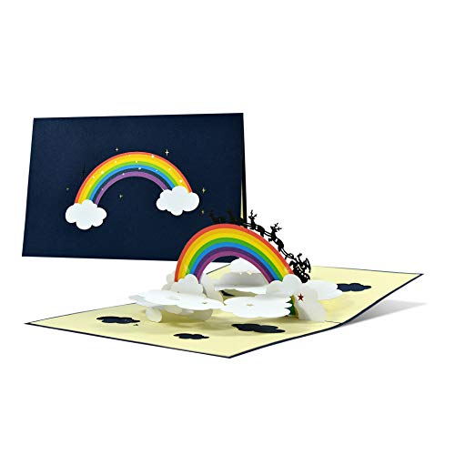 Weihnachtskarte mit Regenbogen I Hoffnung & Dankbarkeit | Grußkarte Weihnachten, Advent | Regenbogenkarte 3D | Pop-up Karte, Handgemacht, W38