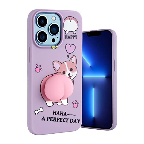 Yoedge Compatibile per Apple iPhone 11 Cover con 3D Cartone Carino Disegni 6,1', Custodia Protettiva Ultra Sottile in Silicone TPU Erba Viola Antiurto Flessibile Bumper Case, Corgi 1