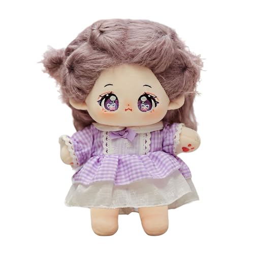 Muñeca de niña blanda, muñeca de felpa | Chica de dibujos animados con vestido de felpa muñeca de trapo - Decoración de exhibición en el hogar, figura coleccionable creativa para niños, niños y adulto
