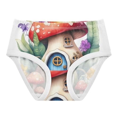 Whimsical Fairy Tale Mushroom House Girls Underwear Toddlers 2t Cotton Panties Little Girl Artistic Briefs Underpants