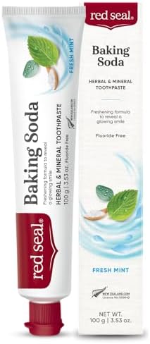 Red Seal Natural Baking Soda Toothpaste - No Fluoride, No Artificial Flavors Or Colors - Protects Teeth & Gum Health Naturally & Cleans For Visibly Brighter Smile 100G - Whitening
