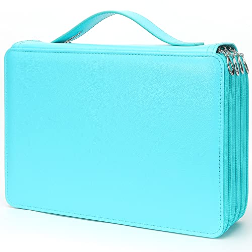 Image of Vomgomfom 200 Slots Pencil Case 4-Layer PU Leather, Handle, Solid Green