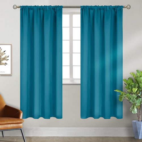 BGment Teal Blue Blackout Curtains for Bedroom 72 Inch Length - Thermal Insulated Window Drapes with Rod Pocket Room Darkening for Living Room, 2 Panels, 42 x 72 Inch