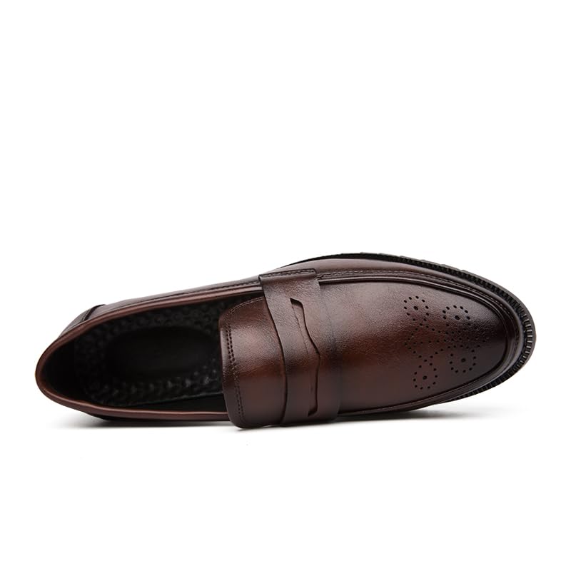 Image of HuitJours Men Two Tone Colors Penny Loafer Slip On Pull on Dress Shoes Casual Boat Shoes Moccasins