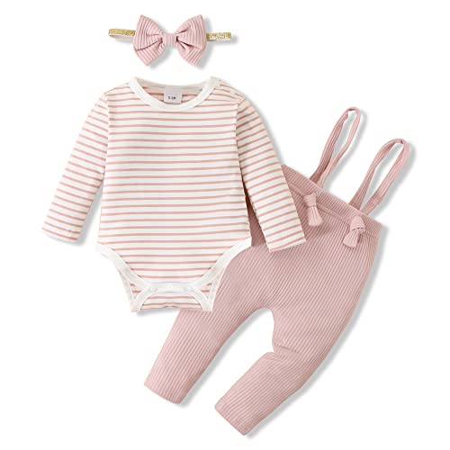 Caretoo Newborn Baby Girls Fall Clothes, Infant Romper Floral Long Sleeve Overalls Outfits Winter Gift Set 0-18 Months #TOP10