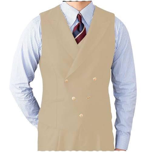 Men's Suit Vest Business Formal Slim Fit Double Breasted Suit Vests Dress Waistcoat Wedding Business Prom
