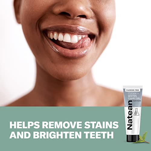 Natean Clean + Whiten Charcoal Toothpaste, Fluoride Free, Clean Mint
