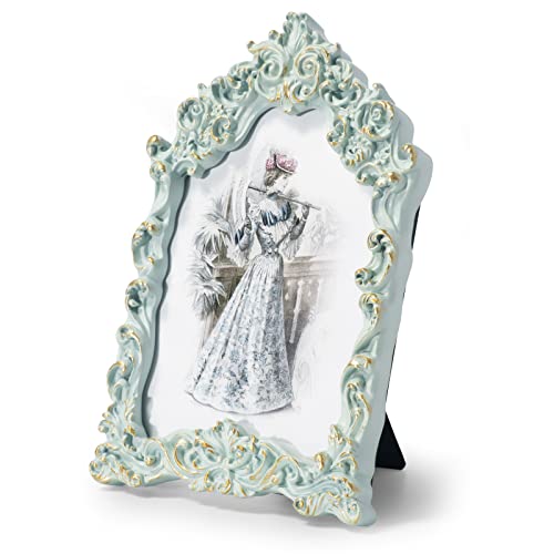 Guoer Vintage 5X7 Picture Frame Antique Ornate Table Top And Wall Mounting Photo Frame With High Definition Glass Front For Home Decor, Photo Gallery, Art(5X7, Light Blue Door) #TOP21