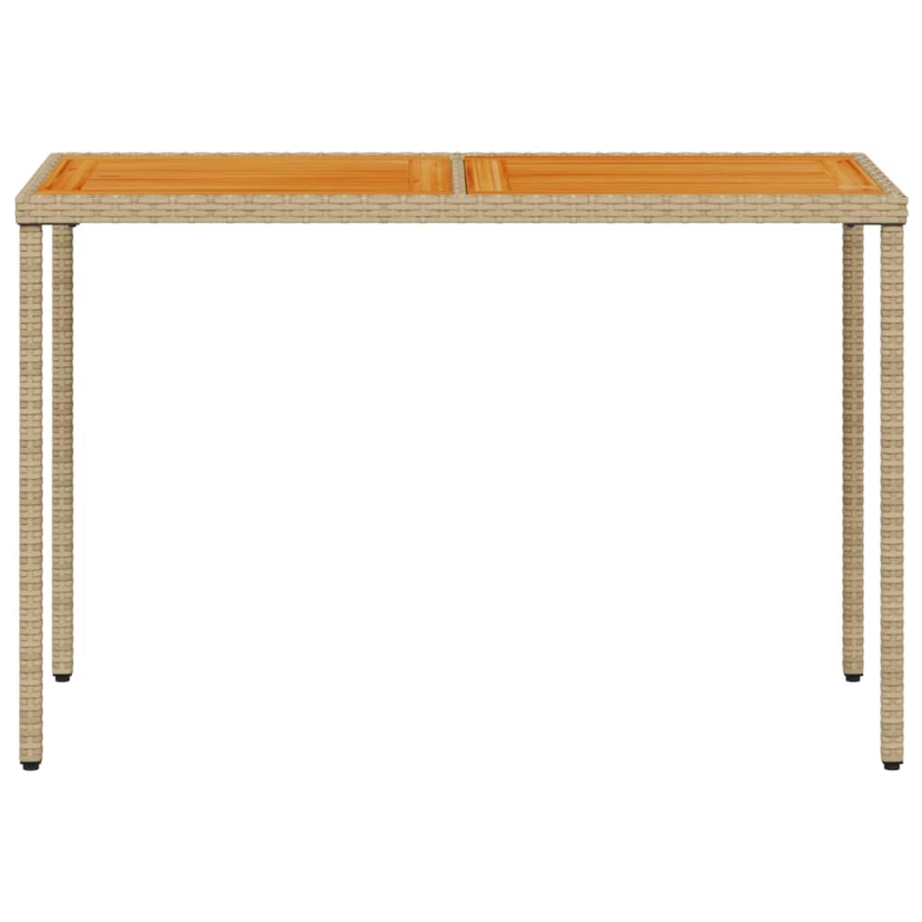 Fengshui Stół ogrodowy z blatem z drewna akacjowego, 115 x 54 x 74 cm, polirattanowy