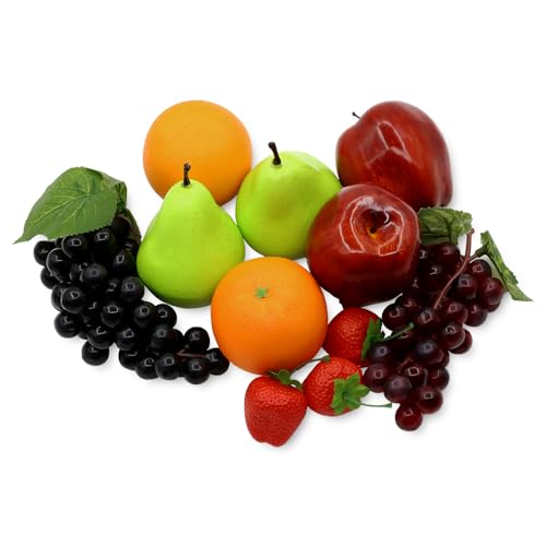 11Pcs Fake Fruits Realistic Fruit Lifelike Decorative Foam Food Simulation Faux Apples for Home Kitchen Christmas Holiday Party Photography Props Decoration Artificial Oranges Strawberries Decorate