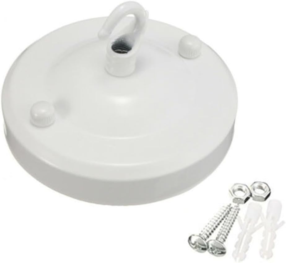 Antique Ceiling Hook Plate Light Fitting For Chandelier Pendant Lamp Hanging Kit Sturdy Iron Construction 10kg Capacity For Hallway Restaurant Foyer(White)