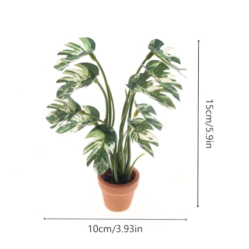 Weatherproof Faux Plants Indoor, 3.94x5.91 Inch Artificial Realistic Potted Plant, PE Ceramic Small Garden Decor for Home, Office, Shelf, Tabletop - Afbeelding 3
