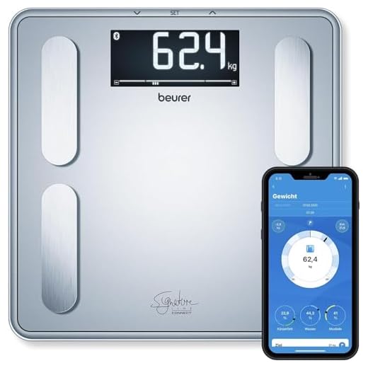 Beurer BF 405 Diagnosewaage, präzise Körperanalyse für bis zu 8 Personen, Messung von Körperfett, mit beleuchtetem XL- Display, Tragkraft bis 200 kg, inklusive App-Anbindung