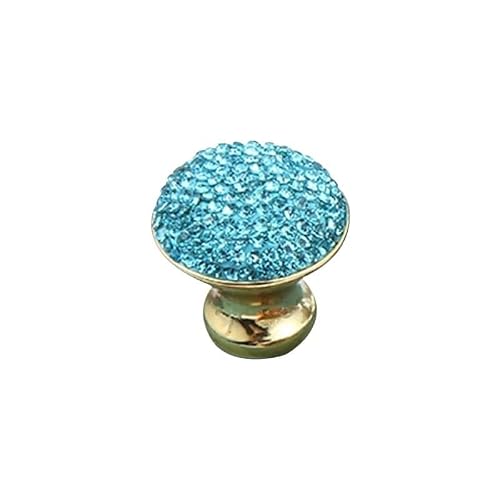 XFHtyCJ 2pcs Single Hole Crystal Cabinet Drawer Knobs(Gold Blue Knob)