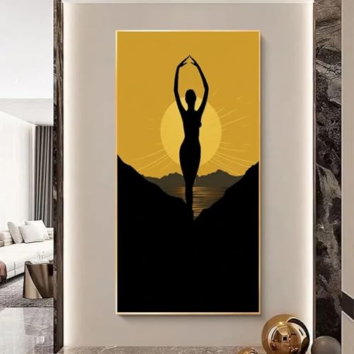 Toile yoga coucher de soleil pour habiller les murs vides d'un studio