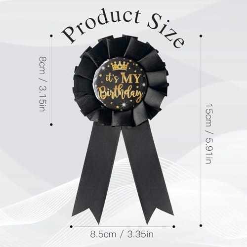 It's My Birthday Ribbon, Satin Fabric Happy Birthday Tinplate Badge Pin for Girls, Boys, Award Badge Brooch Party Decoration3