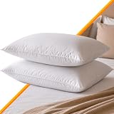 Kit 2 Travesseiros 50x70cm Toque de Pluma Suporte Firme Percal 180 Fios Antialérgico Antiácaro Lavável Macio Confortável Travesseiro Premium Hotel