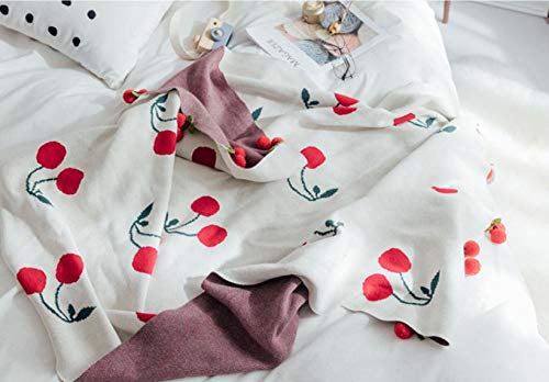 Amazon｜【MarieAnge】 さくらんぼ ブランケット 毛布 ひざ掛け
