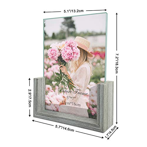 5x7 Photo Picture Frames Glass Set, Frameless Tempered Glass Picture Frame Tabletop Display 5x7 Photograph Home Decor, 2 Packs - Thumbnail 6