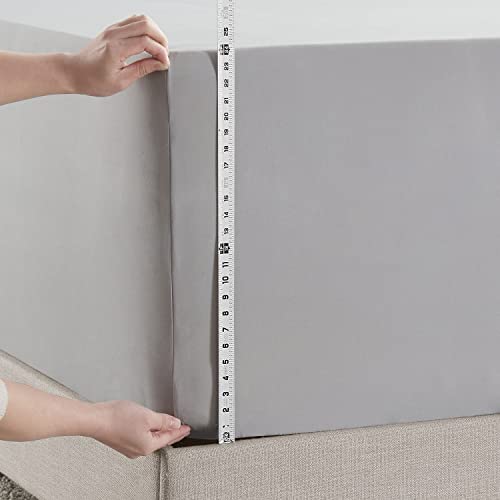Image of Hearth & Harbor Extra Deep Pocket Twin Fitted Sheet - Fits 18 to 24 Inch Mattress - Ultra Soft 1800 Microfiber, Wrinkle-Free & Breathable - Hotel Luxury Fitted Sheet Only, Light Grey