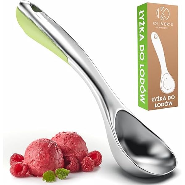 Oliver's Kitchen ® Gałkownica do Lodów – Wytrzymała Łyżka do Lodów ze Stali Nierdzewnej – Wygodny Uchwyt i Ergonomiczny Kształt – Perfekcyjne Desery Lodowe