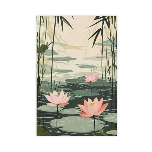 Impression sur toile étang de lotus décoration murale salon