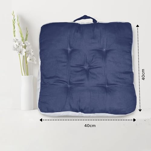 Image of Pet Bed| Dog for Bed, 100% Cotton Comfortable Durable Both Sides usable Square Shape with Handle and Dry Clean Pet Bed | Cat Bed | Puppy Bed |Small Dog Bed for Cats Puppies -Size- (45 x 45cm) (Blue)