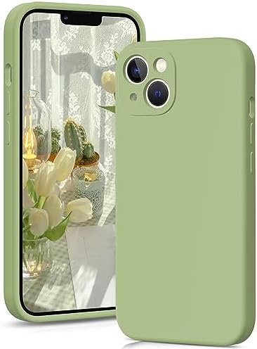 OIIAEE Silicone Case Designed for iPhone 13 Case, Ultra Slim Shockproof Protective Liquid Silicone Phone Case with Soft Anti-Scratch Microfiber Lining, 6.1 inch, Stone