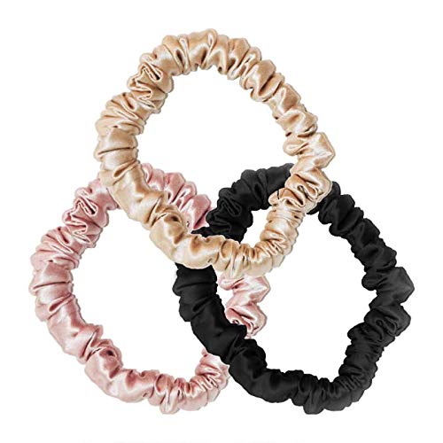 Juego de 3 coleteros ajustados 100% seda de morera 22momme conjunto de 3 coleteros para mujeres cuidado natural (juego de 3)